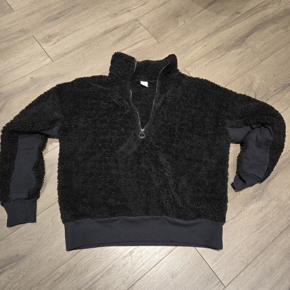 Lolë Black Teddy Sherpa 1/4 Zip Up Pullover